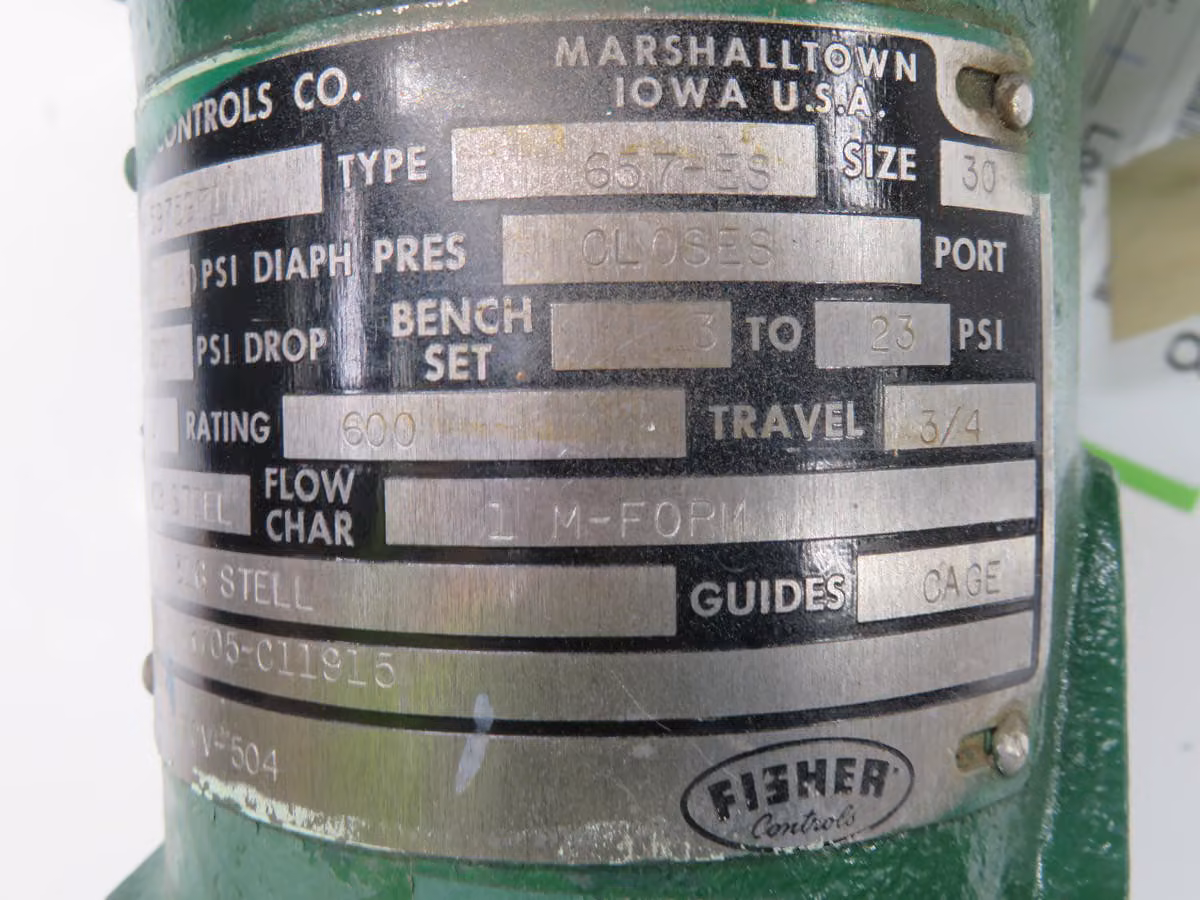 Fisher #657-ES, Pneumatic Steel Flanged Control Valve - Image 5