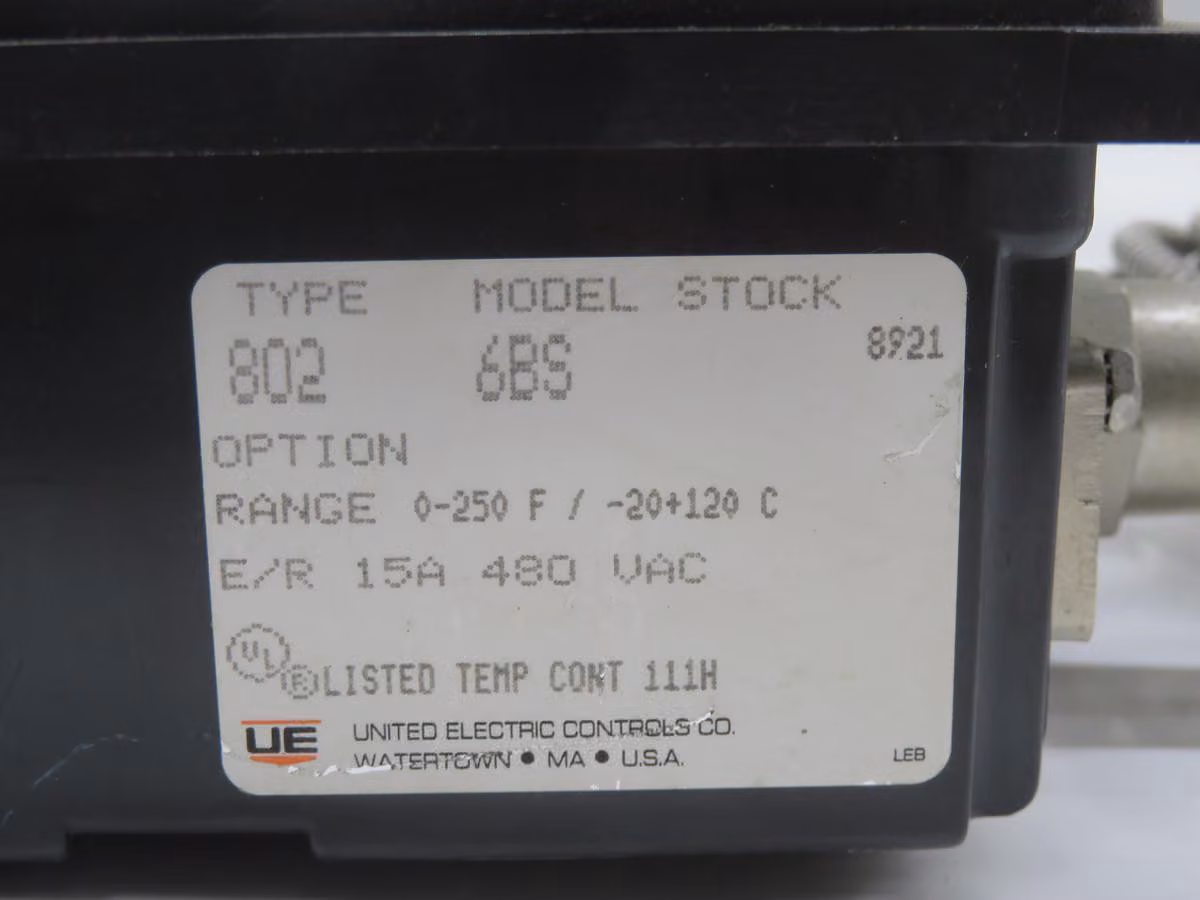 United Electric #802, 6BS Temperature Switch - Image 1