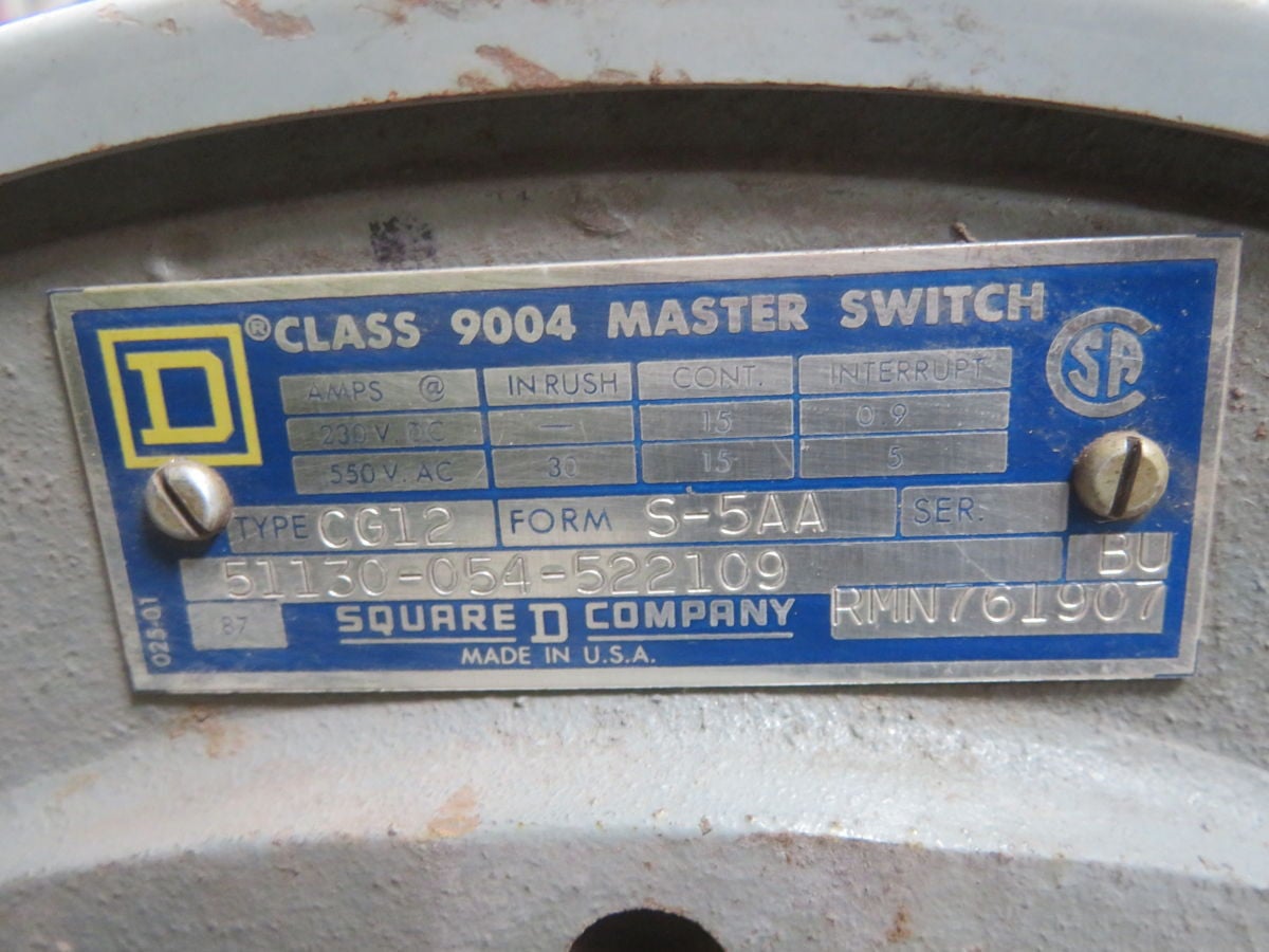 Square D #CG12, Class 9004 Master Switch - Image 8