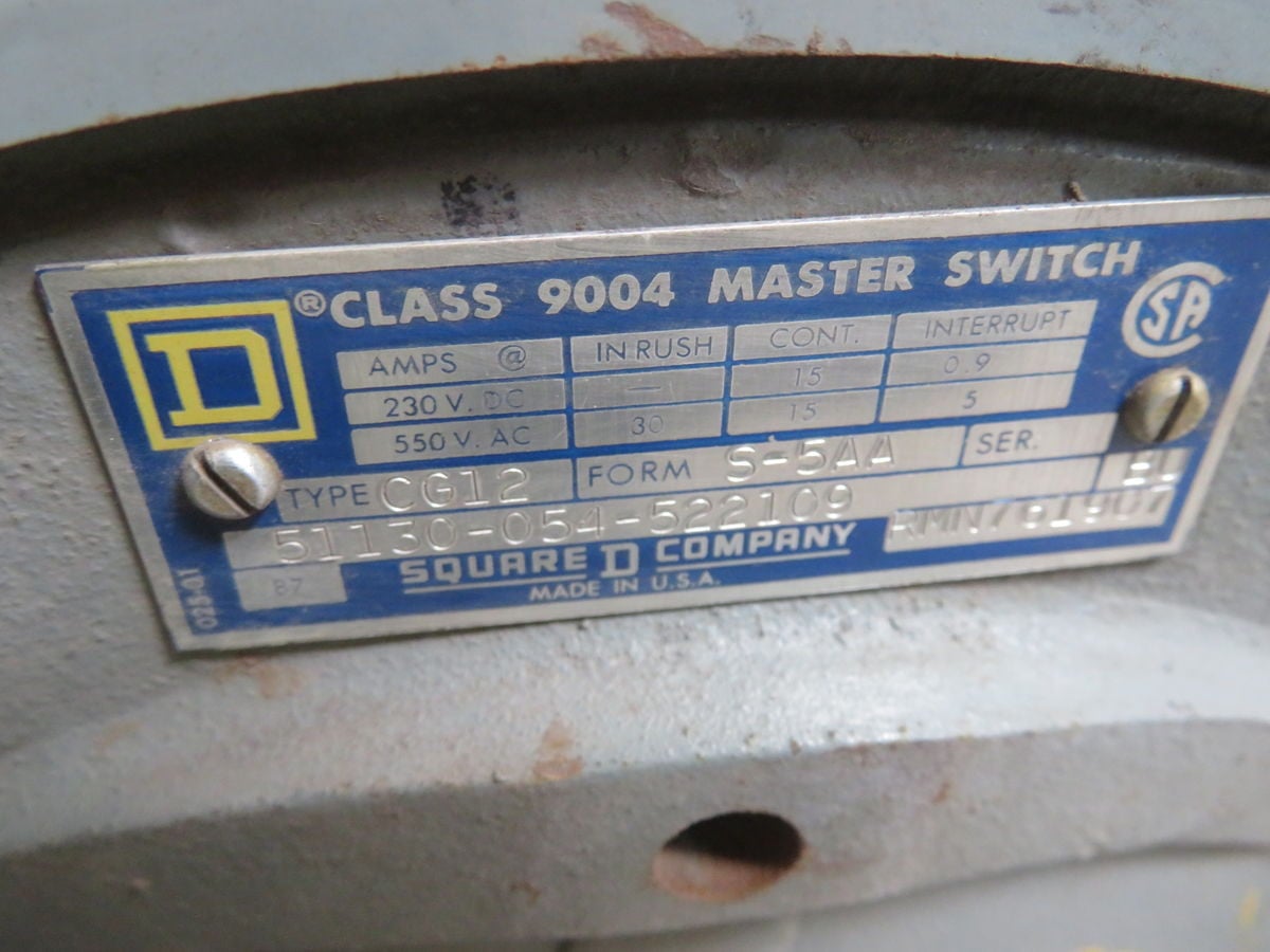Square D #CG12, Class 9004 Master Switch - Image 9