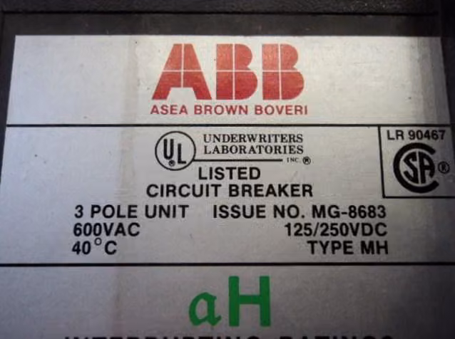 700 Amp, ABB #MG-8683, Type MH Circuit Breaker 3P 700 Amp 600 Volts 125/250 VDC With Switch - Image 5