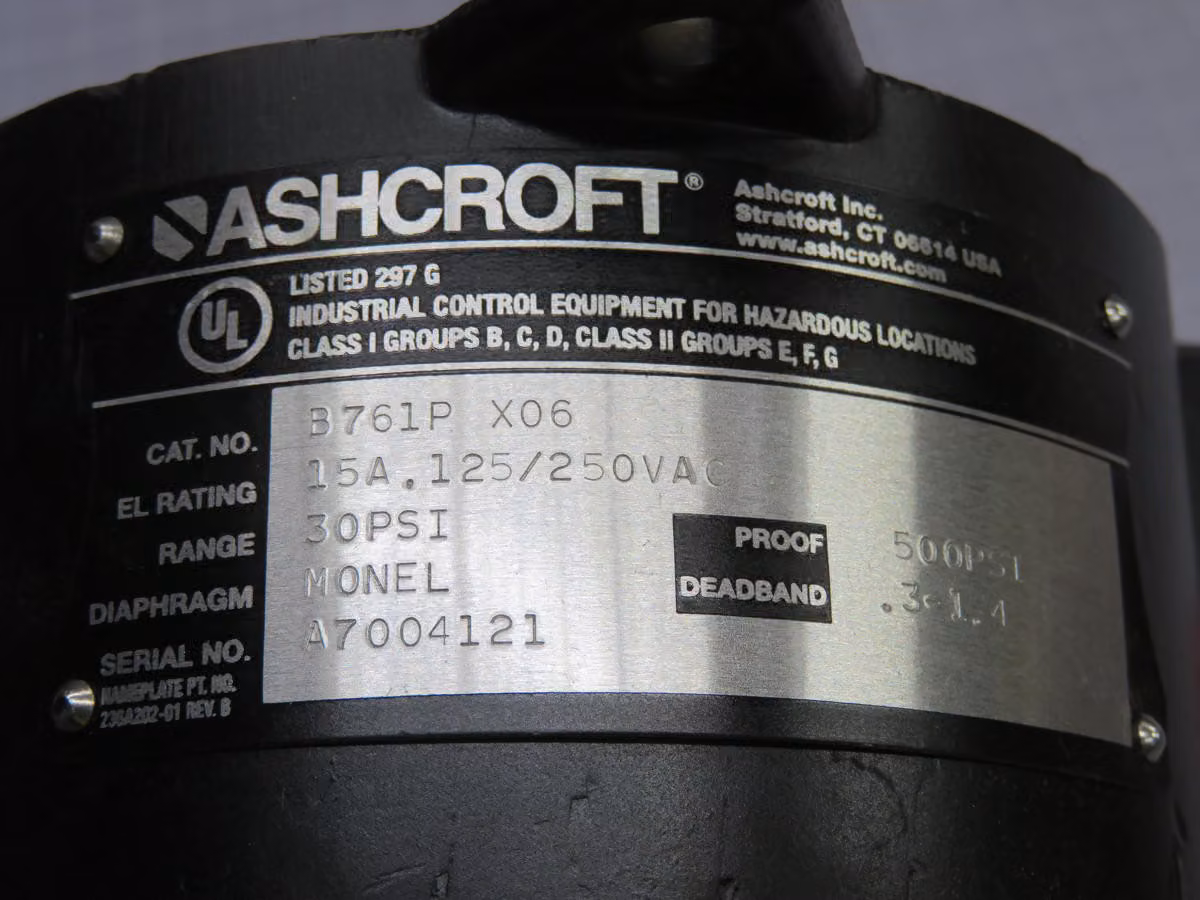 Ashcroft #B761P-X06, pressure switch - Image 4