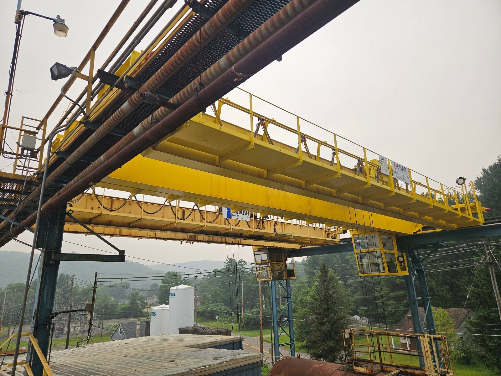5 Ton, Zenar, 50' Span, 45' Lift, top running double girder bridge crane, cab operated, dual hoist trolleys - Image 2