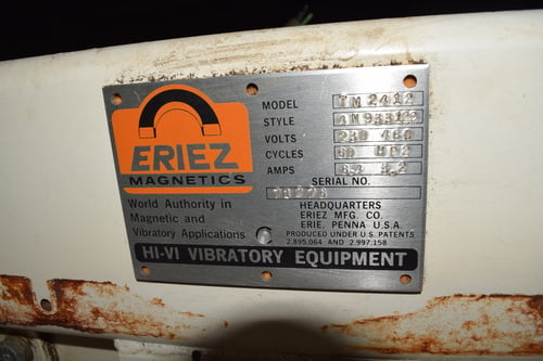 Eriez #TM2412, Tuned Two-Mass Vibratory Feeder Conveyor, pneumatic slide drop out gate, 230/460 V. - Image 7