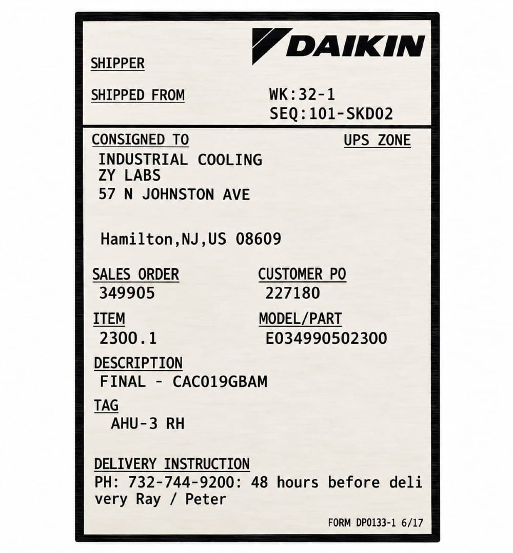 New Daikin Applied 25 Ton 460v Complete Split System R410A Condenser & Indoor Modular Air Handler (DX AHU) - Image 9