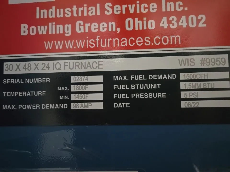 30" x 48" x 24" Williams #30X48X24-IQ, batch integral quench furnace, 1500 CFH endothermic generator - Image 1