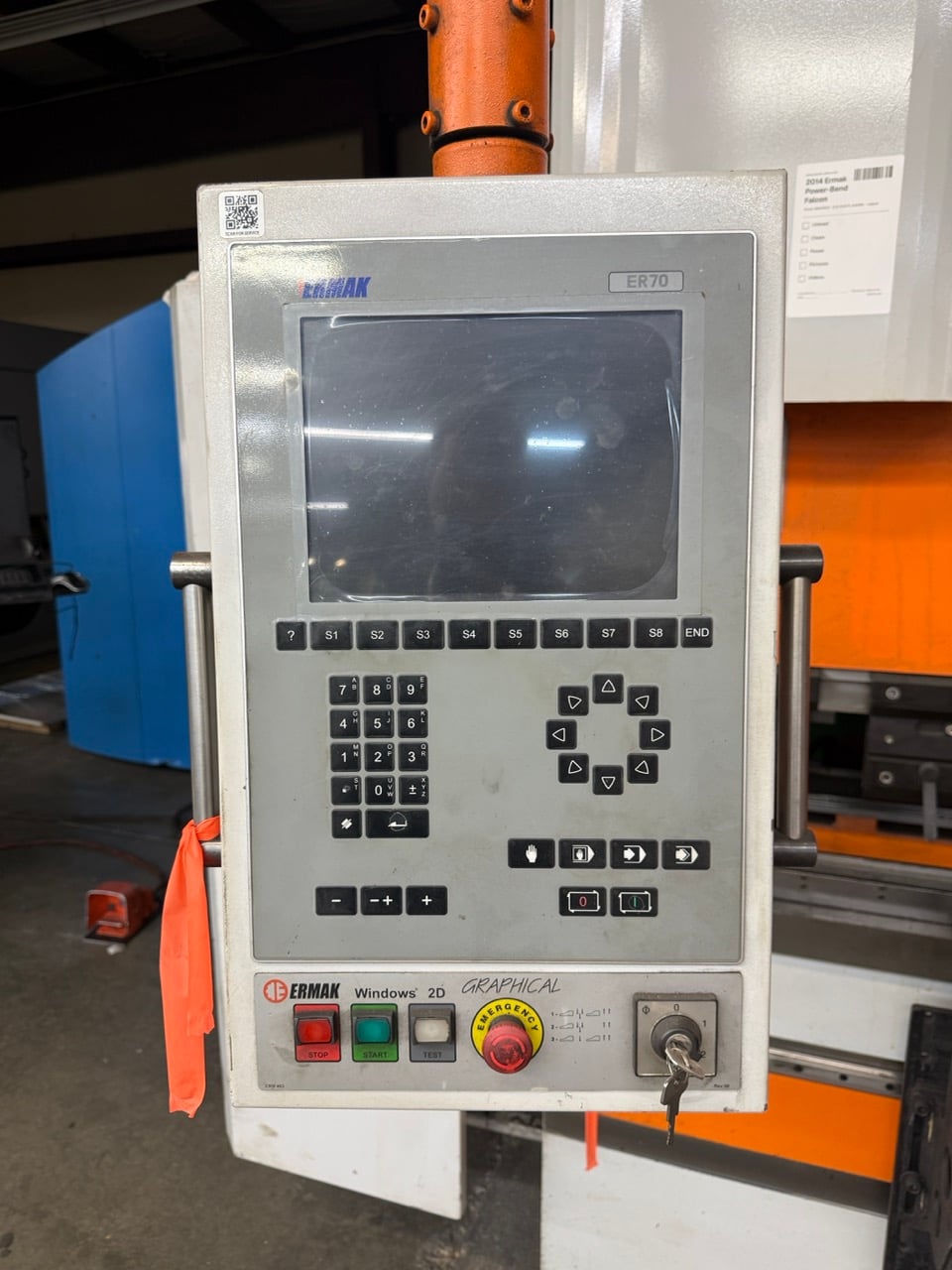 242 Ton, Ermak #POWER-BEND-FALCON, CNC Press Brake, 12' overall, 30 HP, Ermaksan ER70 Control, CNC Back - Image 2