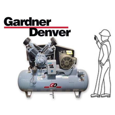 10 HP Gardner Denver #R30, simplex reciprocating air compressor, 34 cfm, 175 psi max., 460 V., 3 Ph., 60 Hz. - Image 1