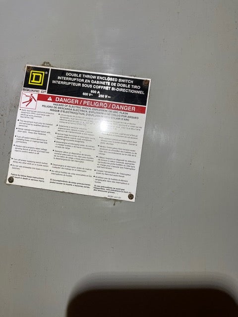 600 Amp. Square D, double throw enclosed transfer switch, 600 Volts - Image 4