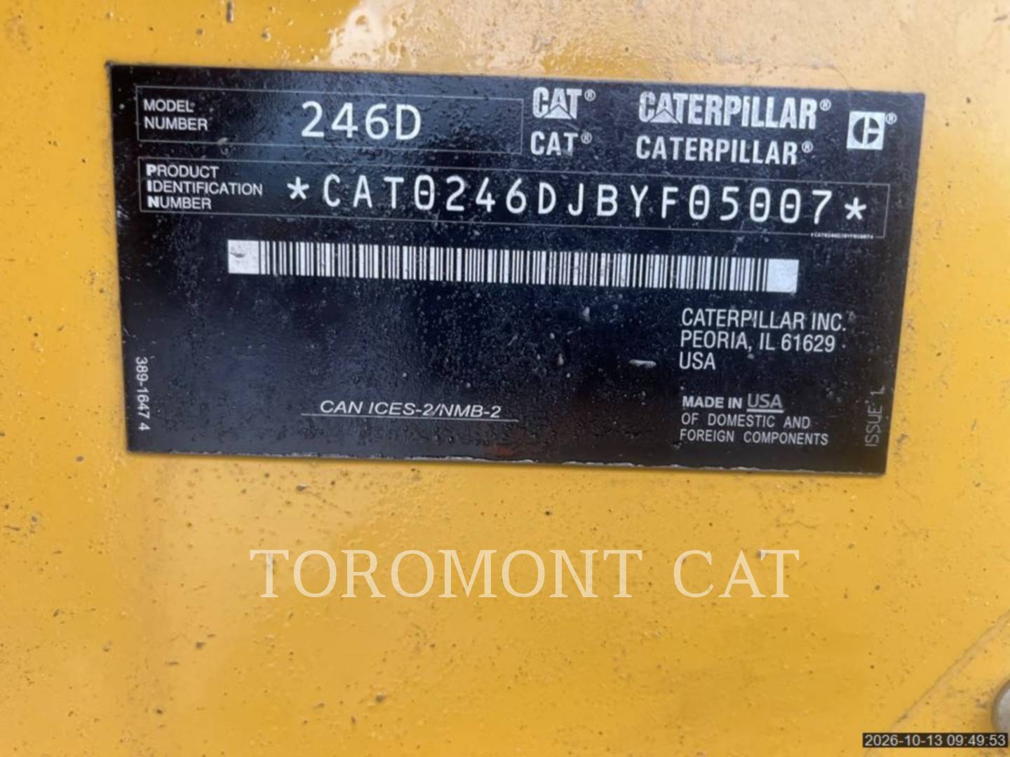 Cat 246D, Skid Steer Loader, 2209 hours, S/N: BYF05007, 2019 - Image 5