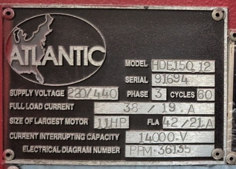 150 Ton, Atlantic #HDE.150.12, hydraulic press brake, 12' overall, 122" between housing, 4.72" stroke, 9.8" - Image 6