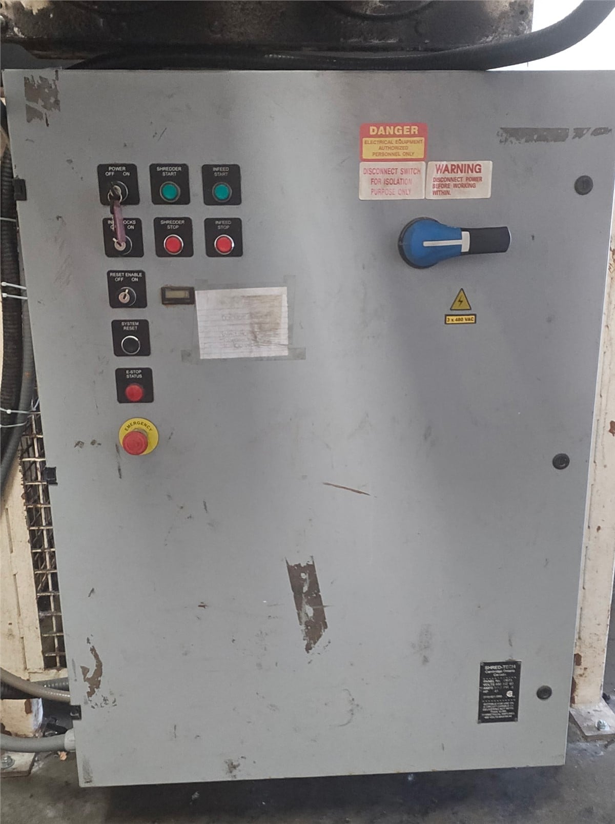 Shred-Tech #ST-50, dual shaft shredder, 21" x 50", dual 25 HP motors, 1-1/4" cutters, conveyor, control - Image 4