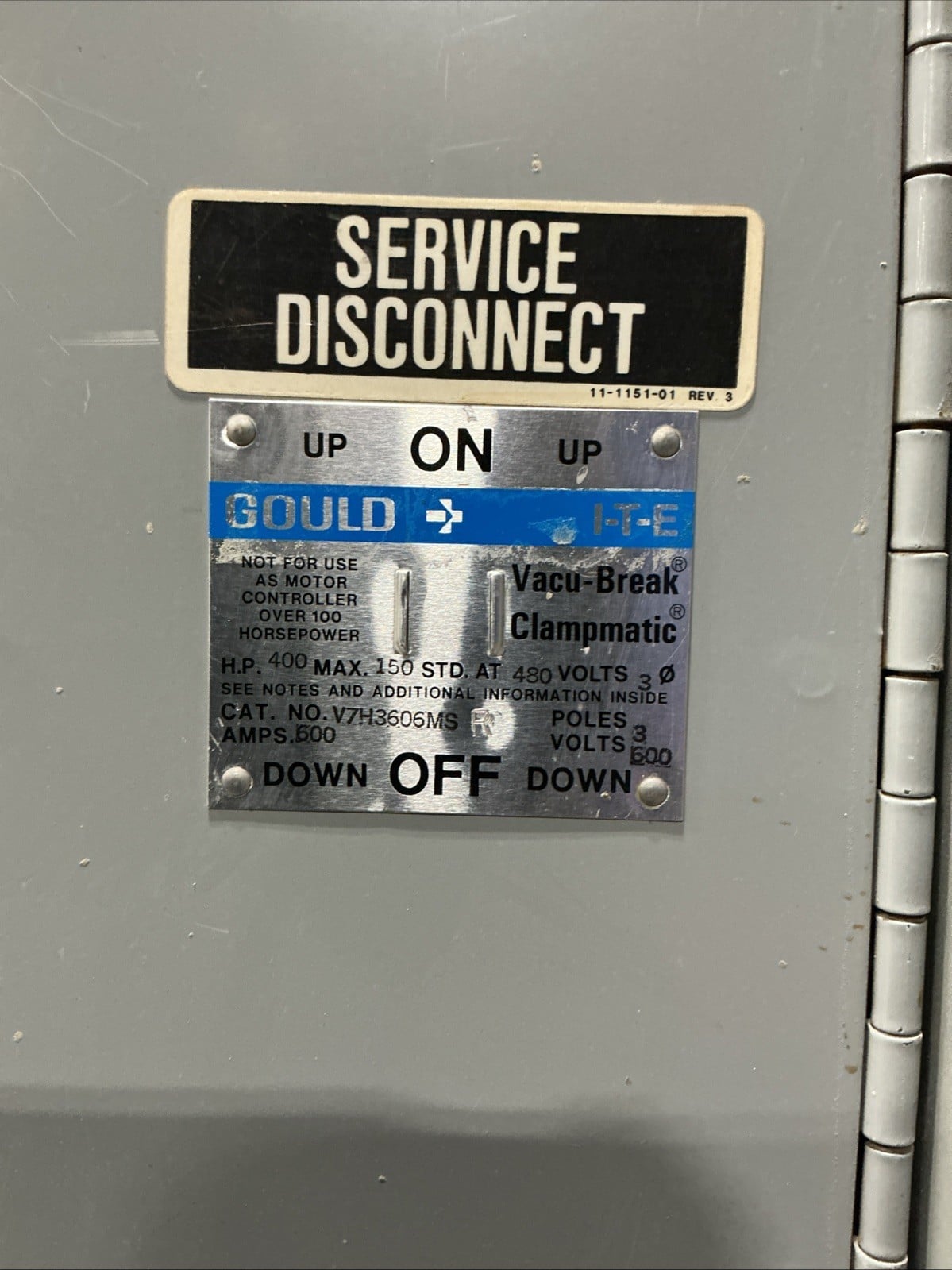 600 Amps, ITE V7H3606MS, Switchboard, 480Y/277 Volts, 3PH, 400 HP, 24 breakers, 3 fuses - Image 7