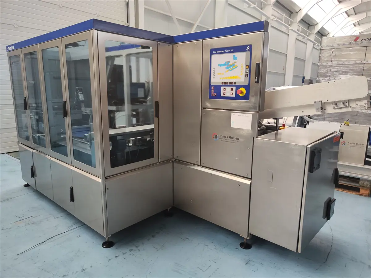 Tetra Pak #TCP-70, Tetra Cardboard Packer wrap-around case packer for bricks, 120 units/minute, Nordson gluer - Image 4