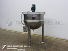 Lee #300D, 316 Stainless Steel jacketed kettle, 54" dia. x 36" deep, 90 psi, flip up covers, spherical bottom - Image 1