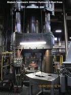 2000 Ton, Baldwin hydraulic forge 4-post press, 60" stroke, 120" daylight, 52" x50" bed - Image 1
