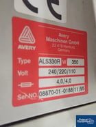 Avery #ALS-330R, Syringe Labeler, Stainless Steel, integrated 11" wide x 10' long roller conveyor, Allen - Image 2