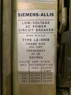 Siemens-Allis #LA-1600A, LA-600A, LA-600B, main tie single section, MO/DO, 480 Volts - Image 3