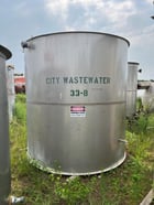 2500 gallon Stainless Steel vertical tank, 90" x 93", open top w/hinged cover, flat bottom - Image 1