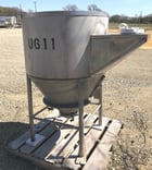 150 gallon Stainless Steel Tank/hopper, 38" Dia. x 2' T/T, 2' cone bottom, 4.5" bottom outlet, 58" OAH - Image 1