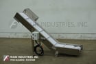 11-3/4" wide x 5.8' long, Ohlson, Stainless Steel inclined cleated feed conveyor, mounted on 4 leg Stainless - Image 1