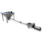 3" diameter, Flexicon, Flexible screw Incline conveyor w/Hopper, 5 cu.ft. hopper, .5" bar x 8' long - Image 1