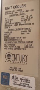 Century Refrigeration #A427-338HG, Unit Cooler, R-507, 6440 cfm, (2) 1/4 HP - 460 V fans, 115/230 V defrost - Image 5