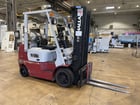 4500 lb. Halla #HLF25C, forklift truck, side shift, solid tires, 3 stage mast, liquid propane gas - Image 1