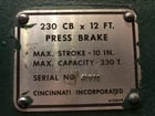230 Ton, Cincinnati #230CBX12, hydraulic press brake, 14' overall, 150" between housing, 10" stroke, 35 HP - Image 3
