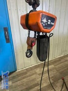 2 Ton, Jet #2RS-1-15, electric chain hoist with trolley, 15' lifting height, pendant Control, chain box, 1999 - Image 1