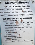 100 HP Cleaver-Brooks #CB700-100, Steam Boiler, Natural Gas, 150 psi, 4185000 BTU/hr., 480 V, 1998 - Image 2
