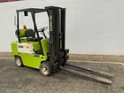 5500 lb. Clark #C500-55, LP gas forklift, 244" lift height, protective roll cage, automatic transmission - Image 1