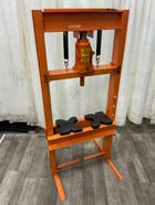 20 Ton, Custom H-frame press, 5" stroke, 8" x21" bed area, hand pump, like new - Image 1