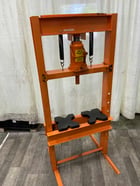 20 Ton, Custom H-frame press, 5" stroke, 8" x21" bed area, hand pump, like new - Image 5