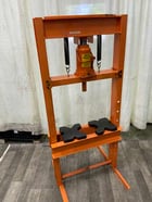 20 Ton, Custom H-frame press, 5" stroke, 8" x21" bed area, hand pump, like new - Image 10