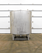 750 gallon 304 Stainless Steel tank, 64" dia. x 59" straight wall, 17.5" man hole, 2.75" drain port, 1" side - Image 1