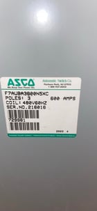 600 Amp. Asco, automatic transfer switch, 480 Volts, service entry breaker - Image 6