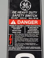 200 Amp. General Electric #TH4324R, Fusible Safety Disconnect Switch, 3-pole, 4-Wire, 60 HP, 240 VAC - Image 5