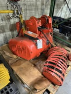 5 Ton, CM #7032, electric chain hoist, 10/3 FPM, 20' Lift, manual trolley, chain bucket, hand control, S/N - Image 2