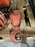 5 Ton, CM #7032, electric chain hoist, 10/3 FPM, 20' Lift, manual trolley, chain bucket, hand control, S/N - Image 3