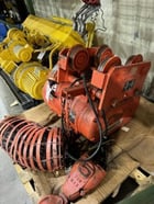 5 Ton, CM #7032, electric chain hoist, 10/3 FPM, 20' Lift, manual trolley, chain bucket, hand control, S/N - Image 4