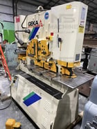 6.5" x 6.5" x 1/2" Geka #Hydracrop-110/A, 121 ton, original paint, electric back stop, pipe notcher, channel - Image 2