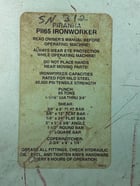 5" x 5" x 1/2" Piranha #PII-65, Ironworker, 65 ton, 11" x 38" platen surface, S/N 312, 2002, PII-65 - Image 8