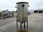 500 gallon Stainless steel tank with pipe coils, 42" dia. x 66" straight side, sloping bottom, oen top - Image 5
