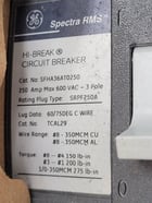 250 Amps, General Electric, EZSFHA36AT0250, breaker for EntellEohn Spectra RMS, 600 Volts - Image 3