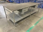 Heavy duty metal steel frame table with drawer, 10' L x 4' W x 3' H table, plastic table top cover - Image 3