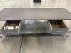 Heavy duty metal steel frame table with drawer, 10' L x 4' W x 3' H table, plastic table top cover - Image 6
