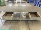 Heavy duty metal steel frame table with drawer, 10' L x 4' W x 3' H table, plastic table top cover - Image 7