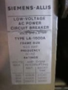 1600 Amps, Siemens-Allis, LA-1600A, manually operated, drawout, #AB2286 - Image 1