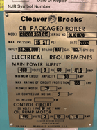 350 HP Cleaver-Brooks #CB, Steam Boiler, 15 PSI, 14,288,000 BTUH, 2002 (3 available) - Image 2